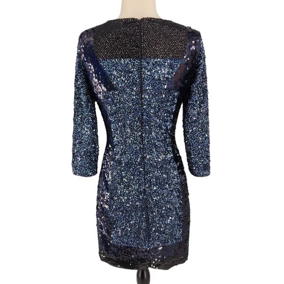 Vintage French Connection Glamourous Sequined Mini Blue Dress Womens Size 6 - Picture 5 of 6